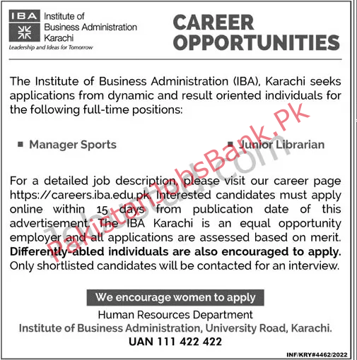 Govt Jobs in Pakistan – Institute of Business Administration IBA Karachi Sindh Jobs 2022 
