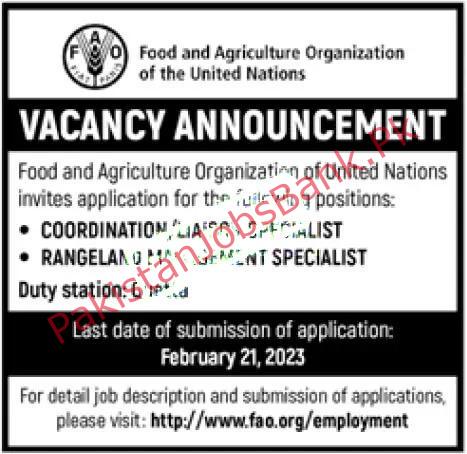 Govt Jobs in pakistan - Food and Agriculture Organization of the United Nations Jobs 2023 - Islamabad Jobs