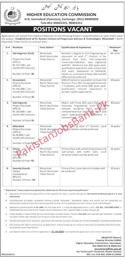 today govt jobs - Higher Education Commission Jobs 2023 - Islamabad ...