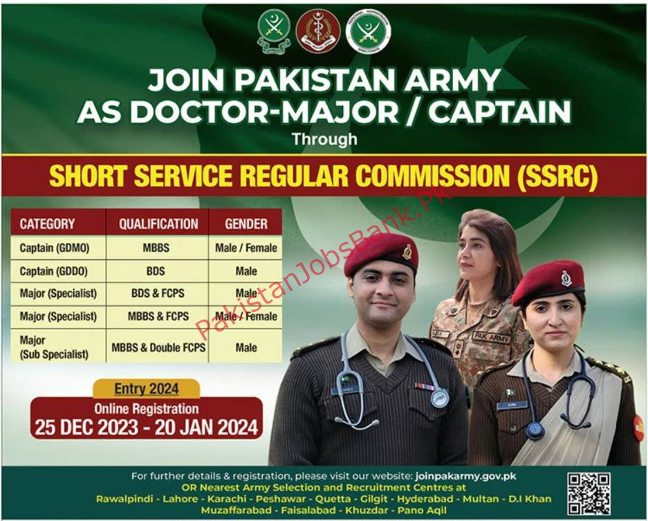 Government Jobs in Pakistan Today – Join Pak Army as GDMO 2024 – Short Service Regular Commission
