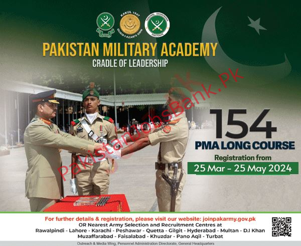 154 PMA Long Course Jobs At Pakistan Army 2024 via Pakistan Jobs Bank